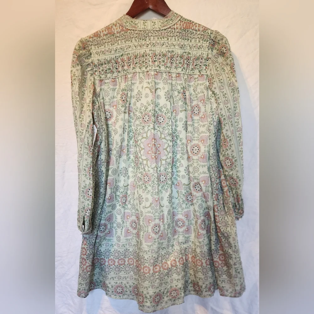Joie Pleated Floral Mini Challensia Dress in Shale Green Multi, Size M NWT‎ - Picture 2 of 9